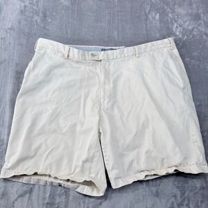 Peter Millar Mens 44 Pima Cotton Flat Front Chino Shorts Cream Off-White Golf